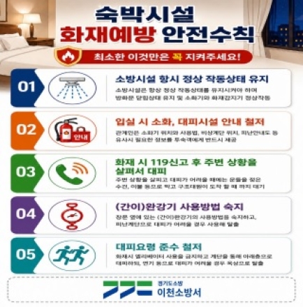 이천소방서, 여름 휴가철 숙박시설 화재예방 안전수칙 홍보 나서